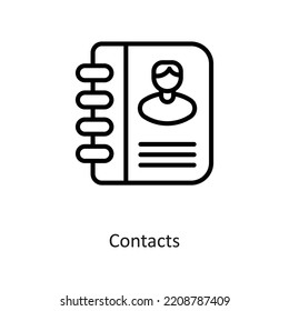 Contacts Outline Vector Icon Design illustration on White background. EPS 10 File