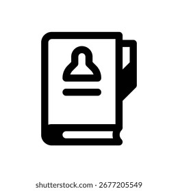 Contacts. Outlined stroke vector icon with black-filled details.