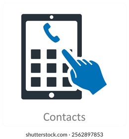 Contacts and phonebook icon concept