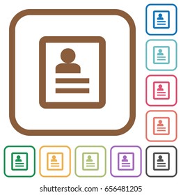 Contacts simple icons in color rounded square frames on white background