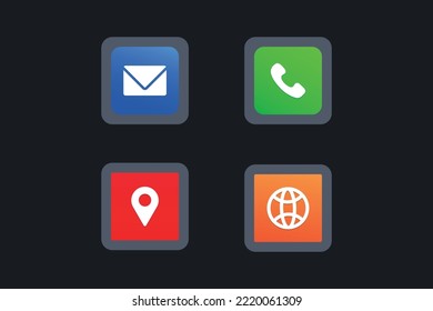 Contacts us icon set. location, message, Phone call, web Vector Elements.