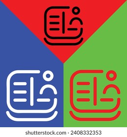 Icono de vector de contactos, estilo de esquema, aislado en fondo rojo, verde y azul.