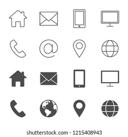 Contacts vector icons outline style an silhouettes