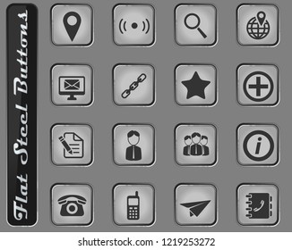 Contacts web icons on the flat steel buttons
