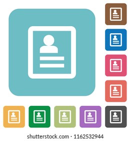 Contacts white flat icons on color rounded square backgrounds