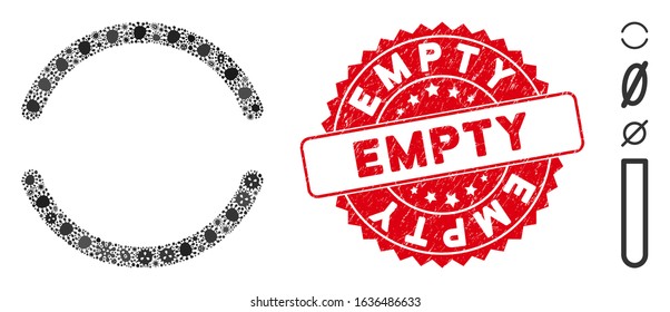 Contagion mosaic empty icon and round grunge stamp seal with Empty caption. Mosaic vector is designed with empty pictogram and with scattered microbe cell items. Empty stamp seal uses red color,