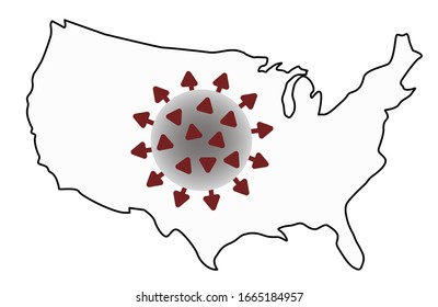 Contagious HIV AIDS, Flu or Coronavirus with USA map. Coronavirus from china. virus outbreak and influenza, usa, United States of America, covid-19, 2019-nCov novel coronavirus concept, map