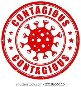 Contagious virus grunge warning stamp isolated on white background