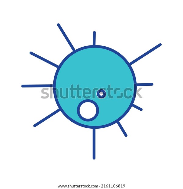 Contagious virus semi flat color vector\
element. Full sized object on white. Microbiology. Scientific\
sample. Infectious agent simple cartoon style illustration for web\
graphic design and\
animation
