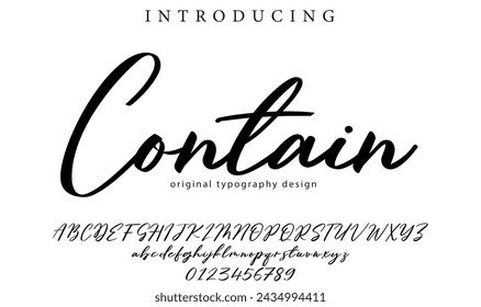 Contain Font Stylish brush painted an uppercase vector letters, alphabet, typeface