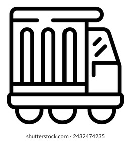 Vector de contorno de icono de carga automática de contenedor. Volquete de transporte. Excavación de cajas