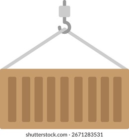 Contenedor siendo levantado por el gancho de la grúa