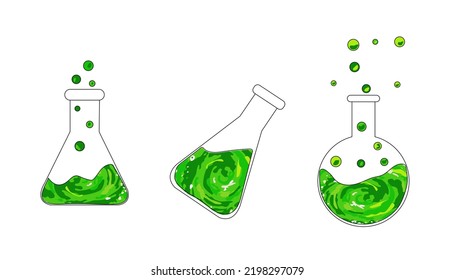 Container with between spatial liquids. Vector