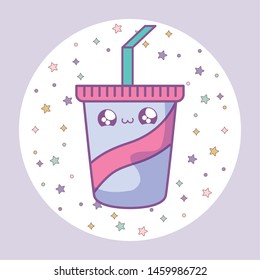 container beverage with straw kawaii style