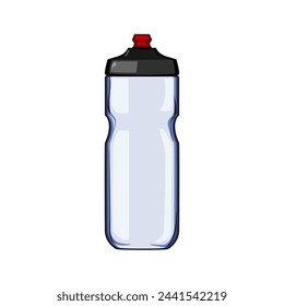 botella de bicicleta de contenedor de dibujos animados. energía azul, frasco de ejercicio, tapa en blanco contenedor botella de bicicleta signo. símbolo aislado ilustración vectorial