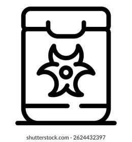 Container with biohazard symbol ensuring safe handling and preventing contamination