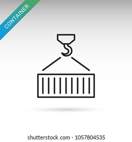 Container black icon isolated on white background