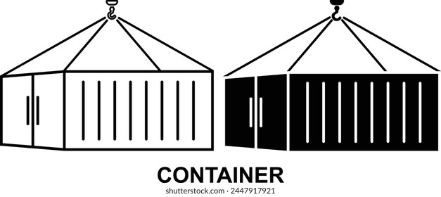 Container Black and White icon set. Editable Set of Delivery and Logistics web icons in line and fill style. High quality business icon set of Logistics