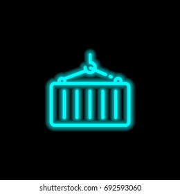 Container blue glowing neon ui ux icon. Glowing sign logo vector