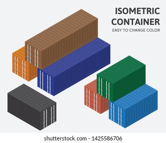 Container Box Isometric Vector Easy Change Color 