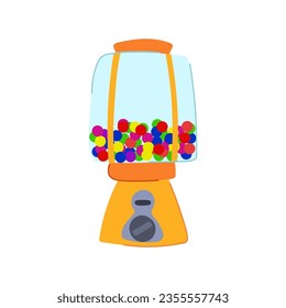 caricatura de la máquina de bblegum contenedor. anticuada, dulce moneda, dosificador dispensador de recipiente de bubblegum signo de máquina. ilustración vectorial de símbolo aislado