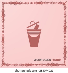 Container button. Trash can icon