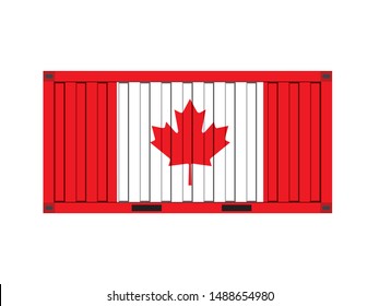 Container with Canada flag,business trade concept,vector illustration