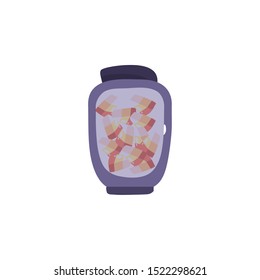container with candies of halloween on white background vector illustration design