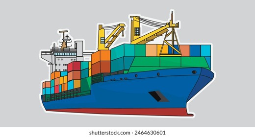 Container Cargo Freight Ships Vector Illustration