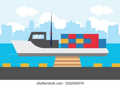 Container Cargo Fright Ship at ocean port