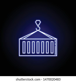 container cargo line icon in blue neon style. Set of logistics illustration icons. Signs, symbols can be used for web, logo, mobile app, UI, UX