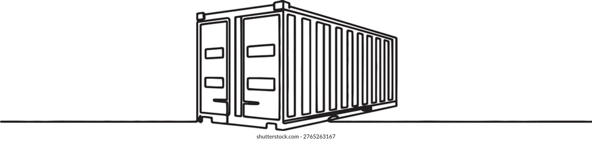 container cargo  One line draw graphic design vector

