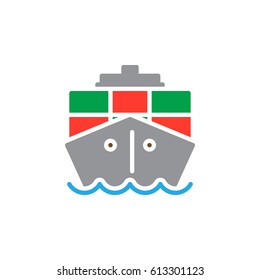 Container, cargo ship colorful vector icon, filled flat sign, solid pictogram isolated on white. Symbol, logo illustration. Pixel perfect