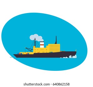 Container Cargo ship isolated on white background, Freight Transportation and Logistic, Shipping, Nautical Vessel. Modern vector illustration isolated on white background.