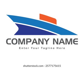 Container and cargo ship logo design. Shipping company logo