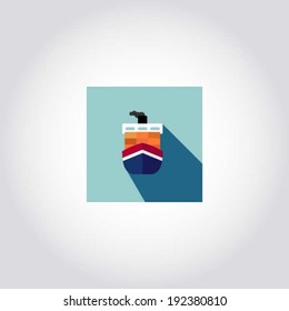Container / Cargo ship- marine icon, web symbol, app design element, vector illustration