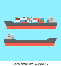 Container Cargo ship in the ocean icons. Vector illustration