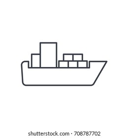 container cargo ship thin line icon. Linear vector illustration. Pictogram isolated on white background