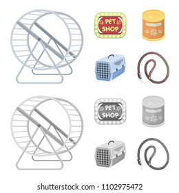 Container for carrying animals and other attributes of the zoo store. Pet shop set collection icons in cartoon,monochrome style vector symbol stock illustration web.