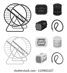 Container for carrying animals and other attributes of the zoo store. Pet shop set collection icons in black,monochrom style vector symbol stock illustration web.