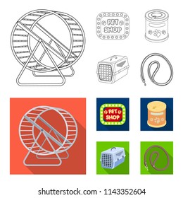 Container for carrying animals and other attributes of the zoo store. Pet shop set collection icons in outline,flat style vector symbol stock illustration web.