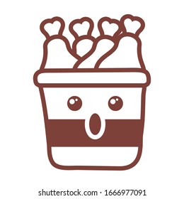 container with chicken leg , line style icon vector illustration design