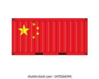 Container with china flag,business trade concept,vector illustration