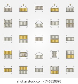 Container colorful icons set. Vector shipping containers creative signs
