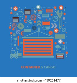 Container concept design on blue background,vector