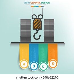 Container concept and label for text,info graphics design,clean vector