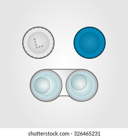 Container for contact lens without caps