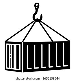 Container and crane icon design. Container shipping icon in modern silhouette style design. Vector illustration.