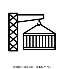 Container Crane Vector Line Icon Design