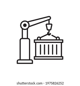 Container Crane vector outline icon style illustration. EPS 10 File